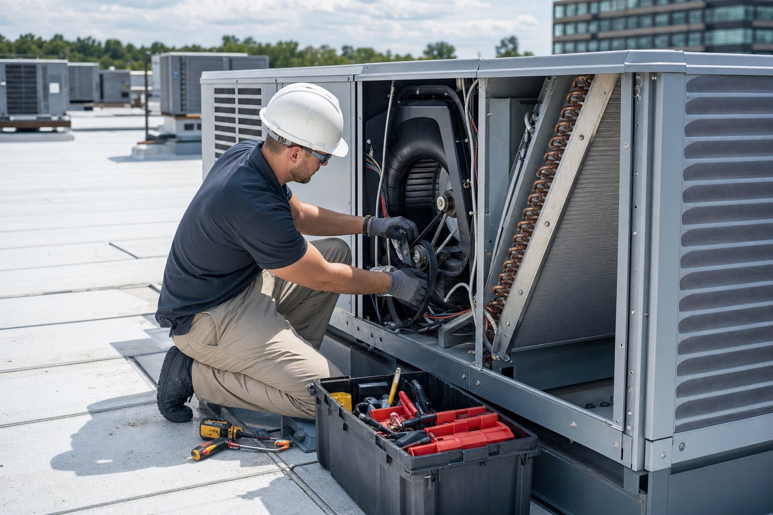 Commercial HVAC work in progress